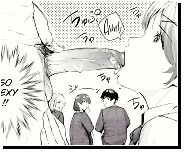 Mono "Auwh" "So sexy" 2boys 3girls black_hair blush bowtie braid dark_hair drooling fellatio/blowjob from_side hair_scrunchie light_hair looking_back looking_up male_pubic_hair medium_hair one_side_up saliva school_uniform short_hair side_ from greasy hair